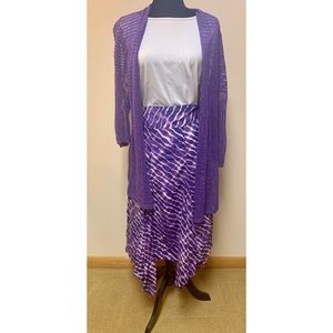 Chico’s Skirt & Crochet Cardigan Purple Sz 2 L 12